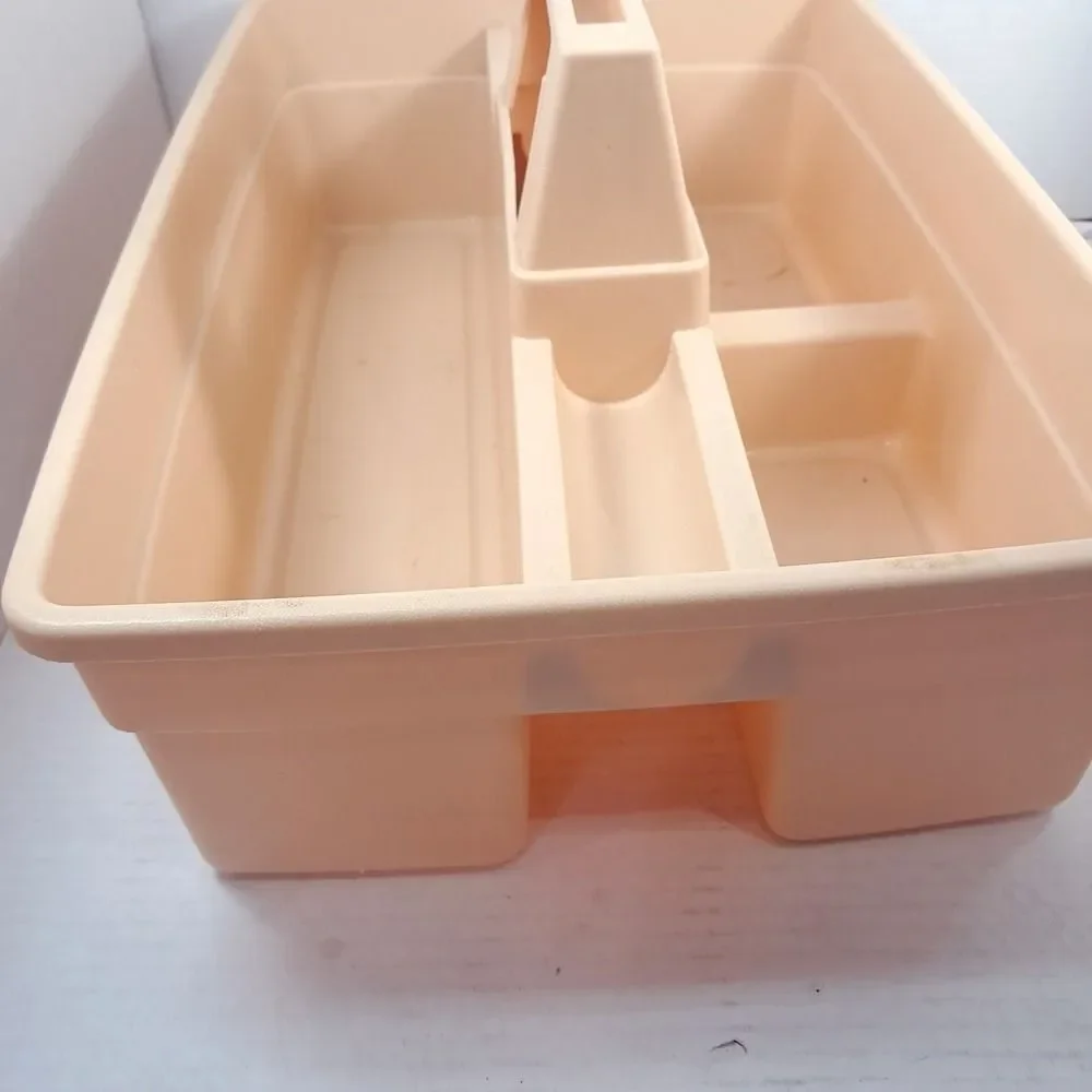 Vintage Rubbermaid 3154 Divided Storage Roughneck Carry Caddy toolbox USA almond